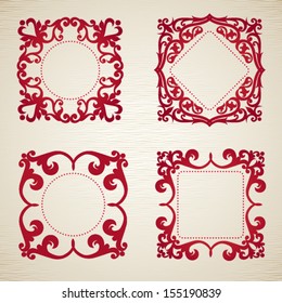 Symmetric ornament frames in Victorian style. Element for design. It can be used for decorating of invitations, greeting cards, decoration for bags.