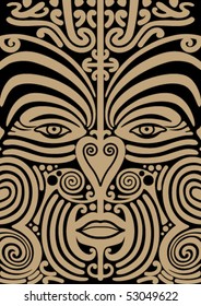 symmetric pattern in the form of person on a beige background