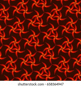 symmetric pattern with glowing shapes on a brown background