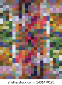 Symmetric pixel geometry background with red color pixels in center.