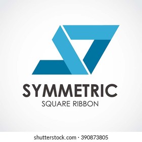 Symmetric of ribbon square abstract vector and logo design or template relation line business icon of company identity symbol concept