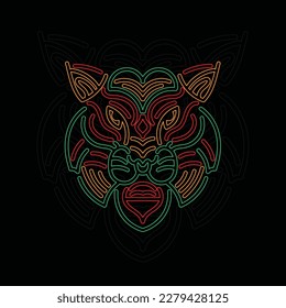 Symmetric tiger face graphic illustration vector art tshirt design