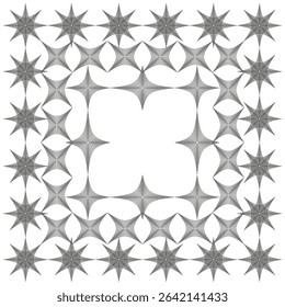 Symmetric tile pattern. Repetitive star vector. Snowflake lattice motif. Clean white backdrop.