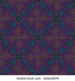 symmetric vector seamless pattern, morning twilight and birdsong