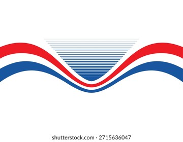Patrón deportivo de Vector simétrico en el estilo de una bandera a cuadros hecha de píxeles. Patrón para portadas, publicidad, carteles. Carreras automáticas. Competencia. cinta. Velocidad. Onda rojo-blanco-azul. Escudo
