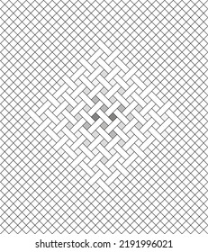 Symmetric vector square herringbone black and white pattern