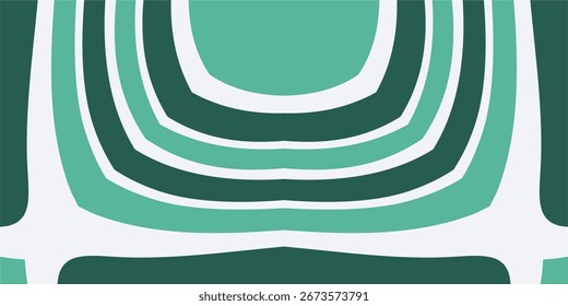 Ein symmetrischer abstrakter Hintergrund mit geschichteten Bögen in einer kühlen grünen und tealen Farbpalette.