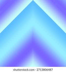 Un fondo simétrico y abstracto con una prominente forma de chevron apuntando hacia arriba compuesta de Gradientes suaves y luminosos en tonos cian, azur y violeta.