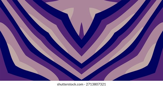 A symmetrical, abstract background featuring undulating, V shaped chevron bands in varying shades of purple, violet, indigo, and beige.