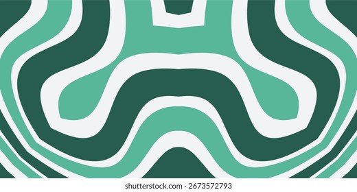 Un fondo abstracto simétrico de líneas gruesas, onduladas y fluidas en una paleta de colores verdes y blancos frescos.