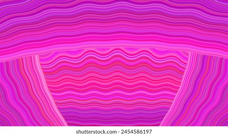 A symmetrical abstract background of wavy stripes in the pink, magenta, and purple color range.