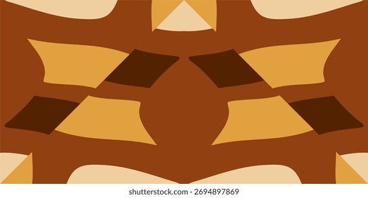 Abstrato simétrico marrom e ouro padrão fundo