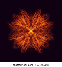 Symmetrical abstract compositions of wavy lines. Vector illustration. Generative art.