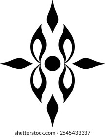 Symmetrical Abstract Floral and Tribal Tattoo Style Ornament