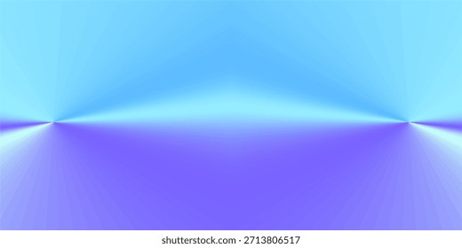 Ein symmetrischer, abstrakter Farbverlauf-Hintergrund, der von türkis nach violett übergeht, mit zwei radialen Sternen, die an einer zentralen Horizontlinie zusammenlaufen.