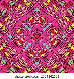 Symmetrical abstract image with a mix of many colors