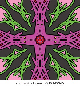 Symmetrical abstract image with a mix of many colors