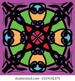 Symmetrical abstract image with a mix of many colors