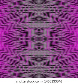 Symmetrical abstract ornamental linear grid colored texture  with moire effect. fFor create trendy cover of books, websites, business card, interior textile, colored lineare wallpaper