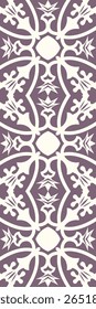 A symmetrical abstract pattern featuring floral and geometric el
