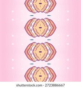 Padrão abstrato simétrico em tons suaves rosa com formas decorativas, design sem costura, geométrico, fundo abstrato, padrão, simetria, pastel, textura