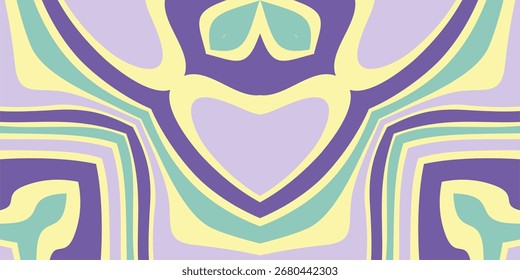 A Symmetrical Abstract Pattern With Swirling Colors Of Purple Yellow And Teal.