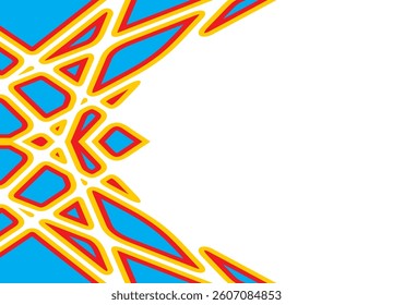 Symmetrical Abstract red-yellow-blue vector pattern of broken shapes on a white background. Modern background. Design element for covers, posters, advertising, packaging. Holiday