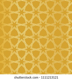 Symmetrical abstract vector background in arabian style made of gold geometric line. Islamic traditional pattern.