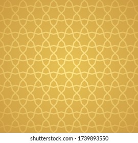 Symmetrical abstract vector background in arabian style made of gold geometric line. Islamic traditional pattern.