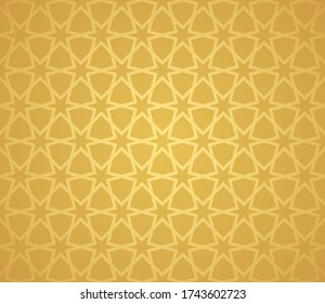 Symmetrical abstract vector background in arabian style made of gold geometric line. Islamic traditional pattern.