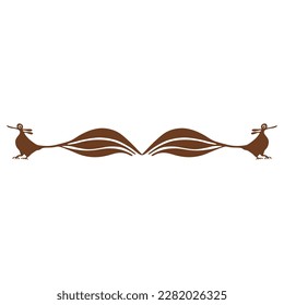 Symmetrical animal design or frame with two stylized birds. Ethnic Native American pottery design of Acoma Pueblo Indians. Isolated vector illustration.