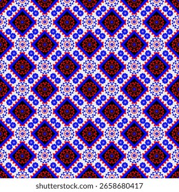 La disposición simétrica crea un diseño atrevido y equilibrado de inspiración tribal que evoca los estilos tradicionales de tejido con una estética moderna de pixel-art. Perfecto para el diseño textil étnico, Fondo de pantalla, 