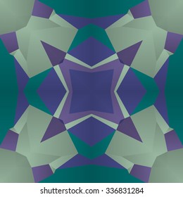 Symmetrical background element with bold geometrical patterns and stylized floral pattern. For wallpaper, pattern fills, web page background, surface textures for print and dalle production.