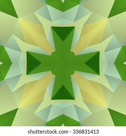 Symmetrical background element with bold geometrical patterns and stylized floral pattern. For wallpaper, pattern fills, web page background, surface textures for print and dalle production.