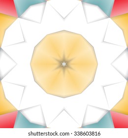 Symmetrical background element with bold geometrical patterns and stylized floral pattern. For wallpaper, pattern fills, web page background, surface textures for print and dalle production.