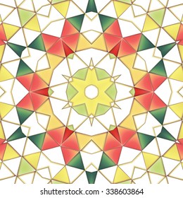 Symmetrical background element with bold geometrical patterns and stylized floral pattern. For wallpaper, pattern fills, web page background, surface textures for print and dalle production.