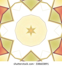Symmetrical background element with bold geometrical patterns and stylized floral pattern. For wallpaper, pattern fills, web page background, surface textures for print and dalle production.