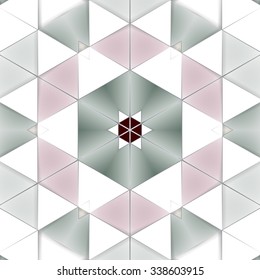 Symmetrical background element with bold geometrical patterns and stylized floral pattern. For wallpaper, pattern fills, web page background, surface textures for print and dalle production.