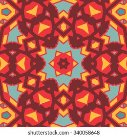 Symmetrical background element with bold geometrical patterns and stylized floral pattern. For wallpaper, pattern fills, web page background, surface textures for print and dalle production.