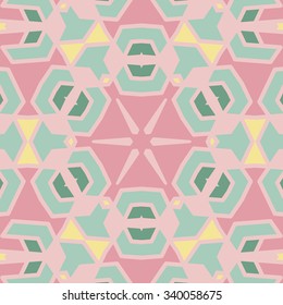 Symmetrical background element with bold geometrical patterns and stylized floral pattern. For wallpaper, pattern fills, web page background, surface textures for print and dalle production.