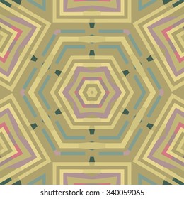 Symmetrical background element with bold geometrical patterns and stylized floral pattern. For wallpaper, pattern fills, web page background, surface textures for print and dalle production.