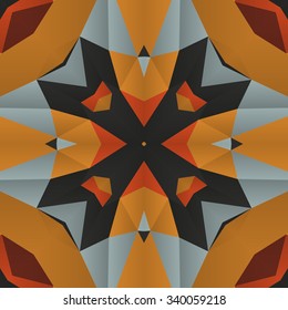 Symmetrical background element with bold geometrical patterns and stylized floral pattern. For wallpaper, pattern fills, web page background, surface textures for print and dalle production.