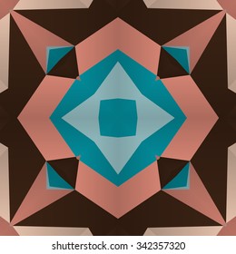 Symmetrical background element with bold geometrical patterns and stylized floral pattern. For wallpaper, pattern fills, web page background, surface textures for print and dalle production.
