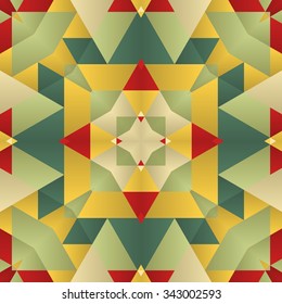 Symmetrical background element with bold geometrical patterns and stylized floral pattern. For wallpaper, pattern fills, web page background, surface textures for print production.