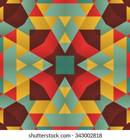 Symmetrical background element with bold geometrical patterns and stylized floral pattern. For wallpaper, pattern fills, web page background, surface textures for print production.