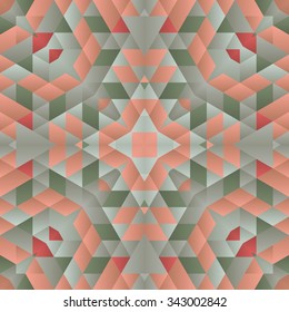 Symmetrical background element with bold geometrical patterns and stylized floral pattern. For wallpaper, pattern fills, web page background, surface textures for print production.