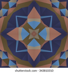 Symmetrical background element with bold geometrical patterns and stylized floral pattern. For wallpaper, pattern fills, web page background, surface textures for print and dalle production.