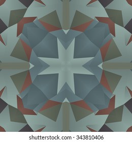 Symmetrical background element with bold geometrical patterns and stylized floral pattern. For wallpaper, pattern fills, web page background, surface textures for print and dalle production.