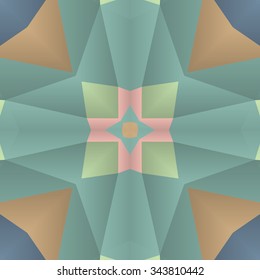 Symmetrical background element with bold geometrical patterns and stylized floral pattern. For wallpaper, pattern fills, web page background, surface textures for print and dalle production.