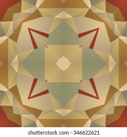 Symmetrical background element with bold geometrical patterns and stylized floral pattern. For wallpaper, pattern fills, web page background, surface textures for print and dalle production.